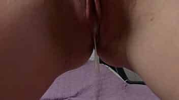 Quick fuck with hot teen in tight pussy and sucking dick - cum dripping out - close up video