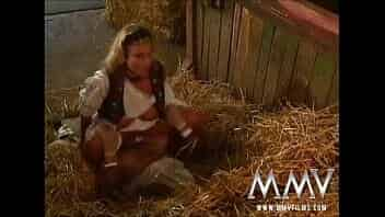 Sweet retro beauty Dama getting her big natural tits nailed in the barn video